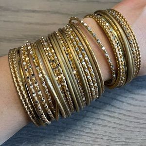 Set of Thin Indian Gold Bangles